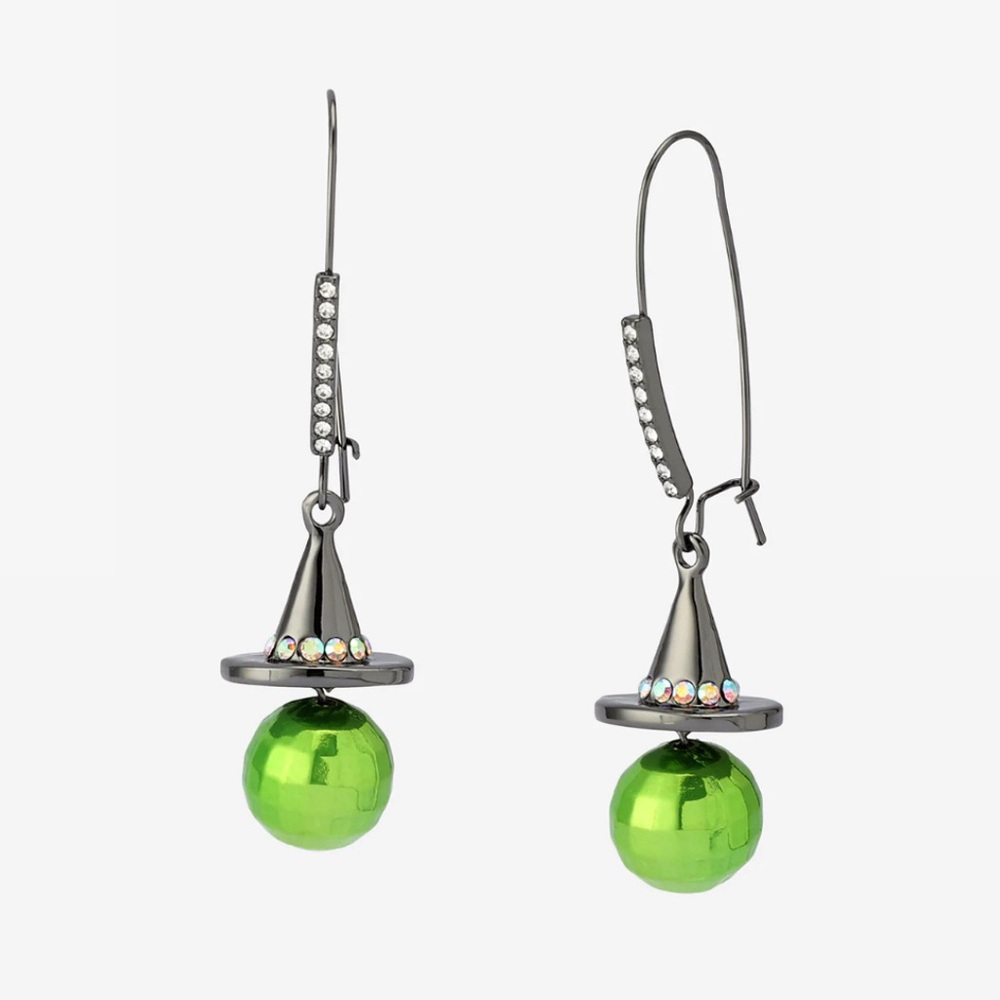 NWT 🖤💚 BETSEY JOHNSON DISCO WITCH HAT DROP EARRING GREEN